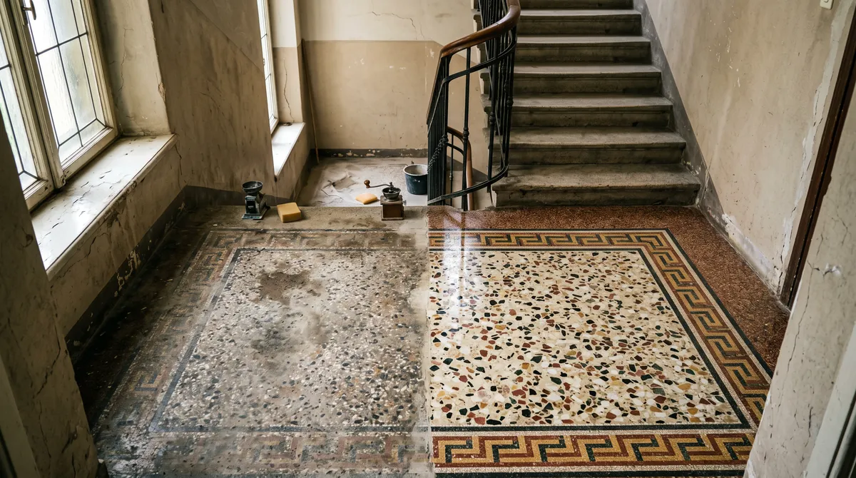 Treppenanlage mit Stufen aus Terrazzo